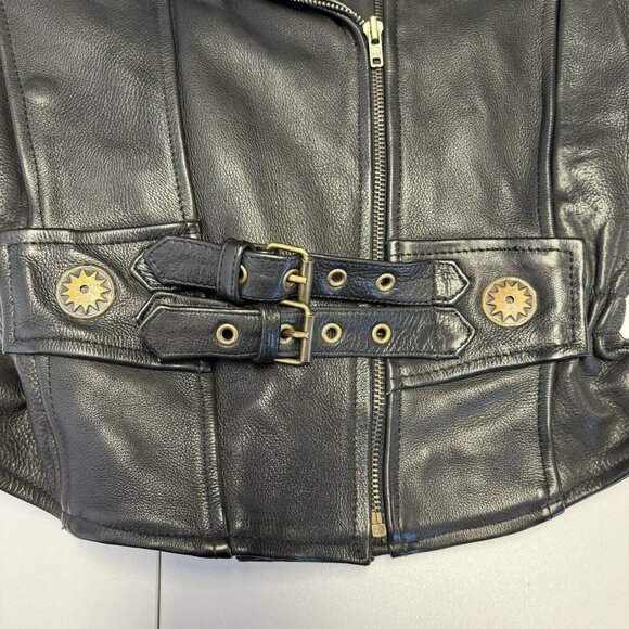 Vintage Hudson Leather Jacket Womens XS (RUNS BIG) 3M Thinsulate Biker Belted - Picture 7 of 16